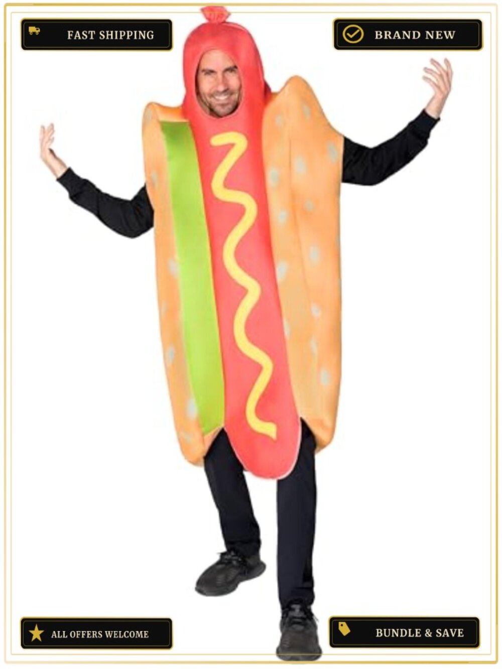 Spooktacular Creations Men Lightweight Hot Dog Costume Adult Food Outfit